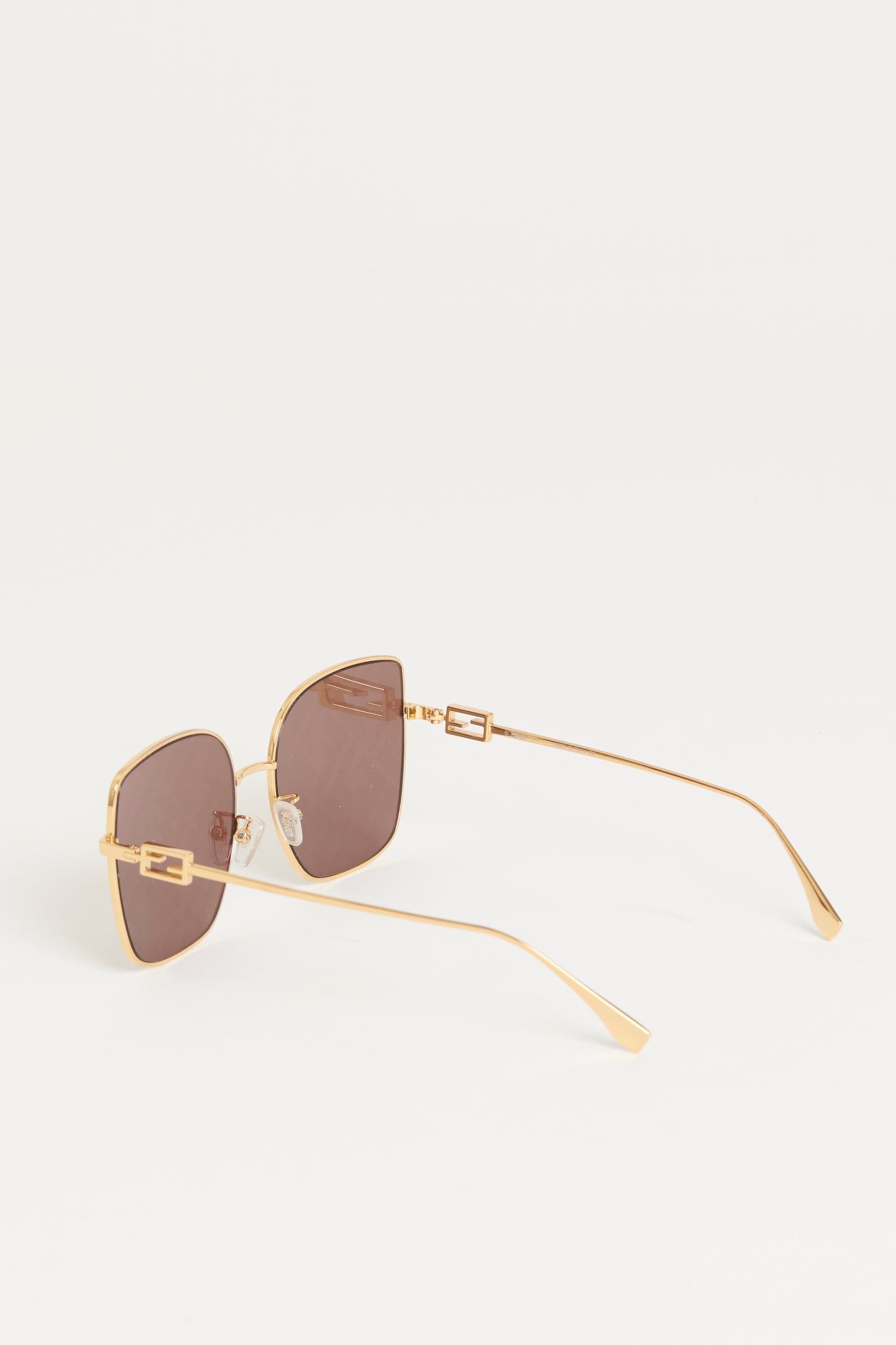Gold Tone Metal Preowned Baguette Sunglasses