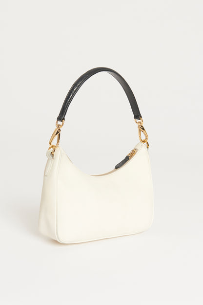 Cream Saffiano Leather Preowned Mini Hobo Bag