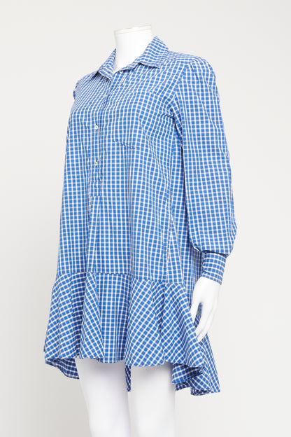 Blue and White Checkered Preowned Shirt Dress
