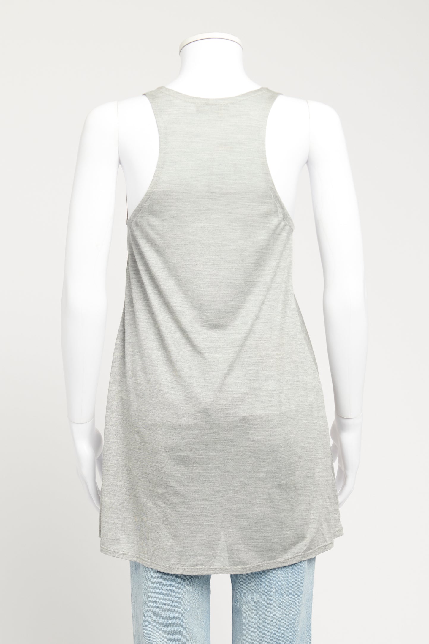 Grey Silk Preowned Embroidered Tank Top
