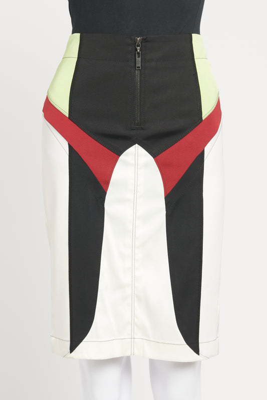 Multicolour Silk Blend Preowned Paneled Pencil Skirt