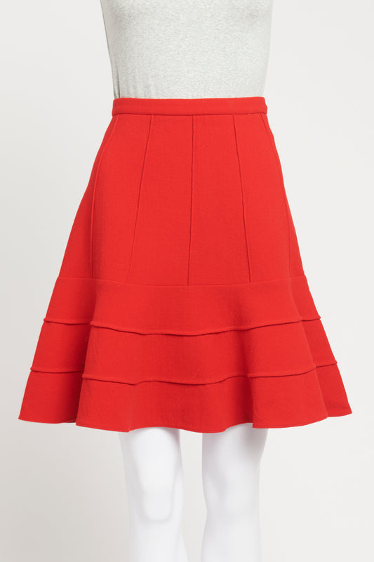 2016 Red Wool Preowned Mini Skirt