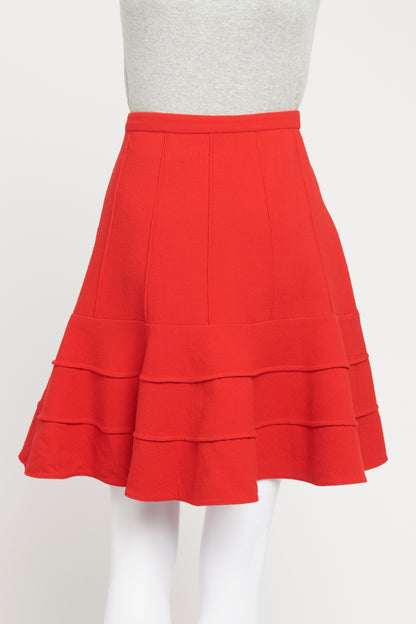 2016 Red Wool Preowned Mini Skirt