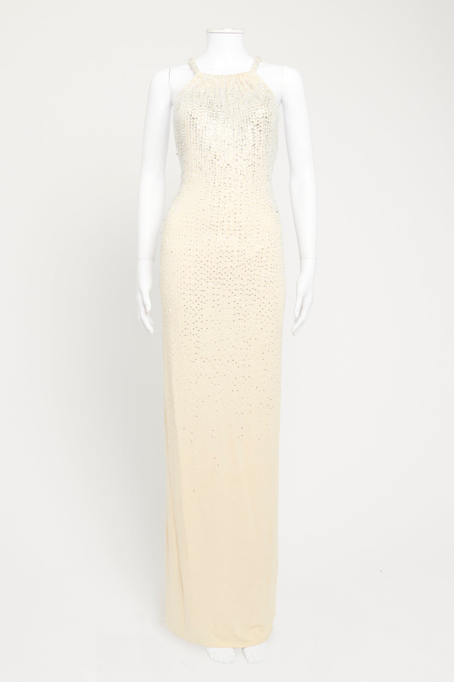 Gold-Tone Preowned Embellished Maxi Dress