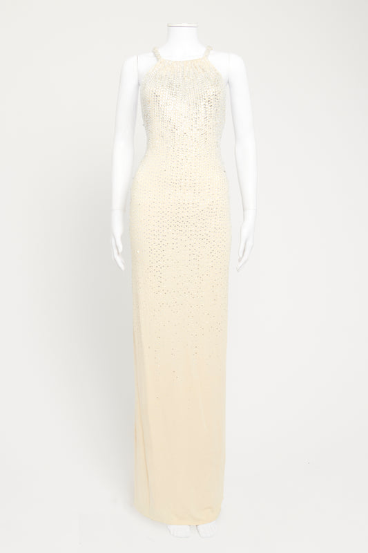 Gold-Tone Preowned Embellished Maxi Dress