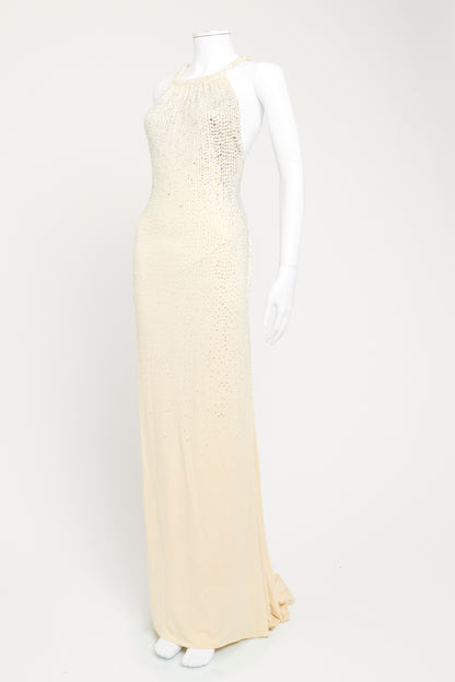 Gold-Tone Preowned Embellished Maxi Dress