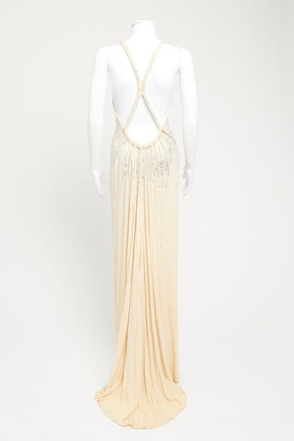 Gold-Tone Preowned Embellished Maxi Dress