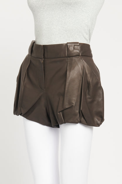 Brown Lambskin Preowned Bubble Shorts
