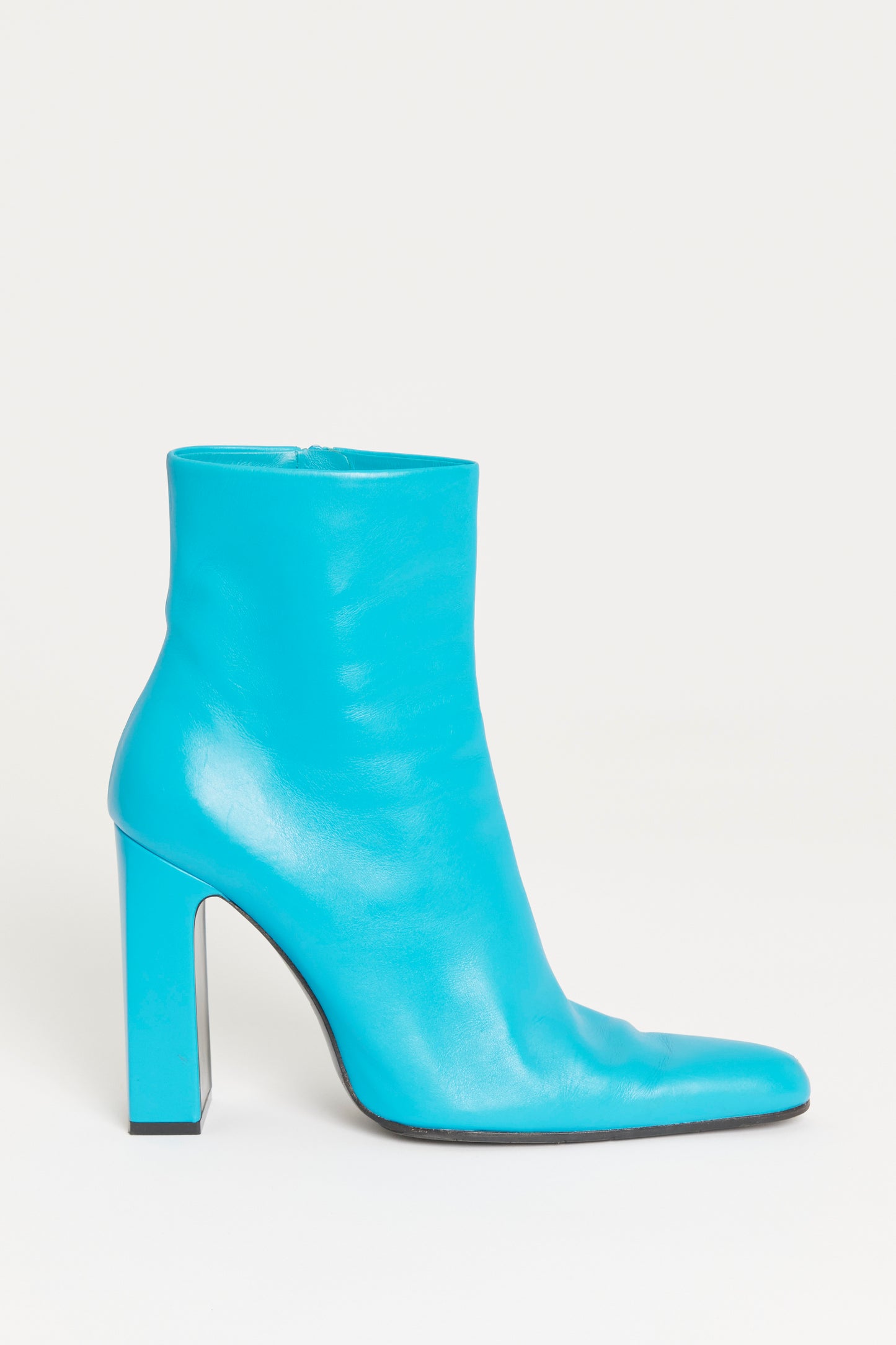 2019 Blue Leather Heel Preowned Ankle Boots