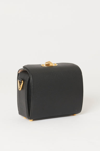 Black Leather Box Preowned Crossbody Bag