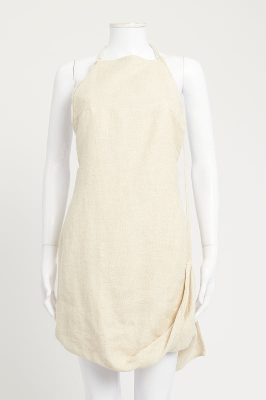 Cream Tweed Linen Preowned Mini Dress