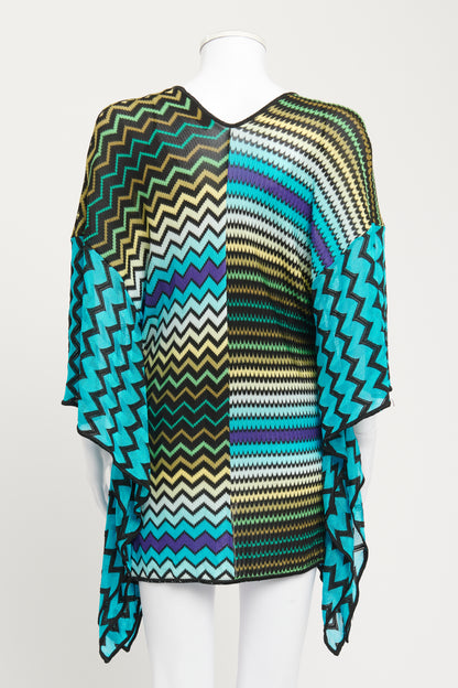 Multicolour Preowned Paneled Dolman Sleeve Knit Dress Top