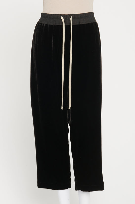 2019 Black Suede Effect Preowned Low Crotch Joggers