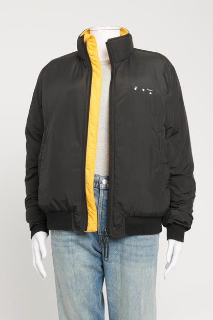 Black Yellow Reversible Pivot Puffer Preowned Jacket