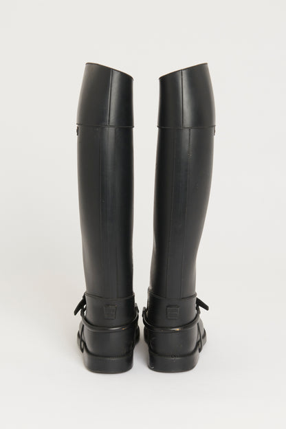 Black Rubber Rain Riding Preowned Boots