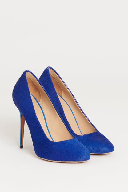 Blue Pony Hair Preowned Pumps