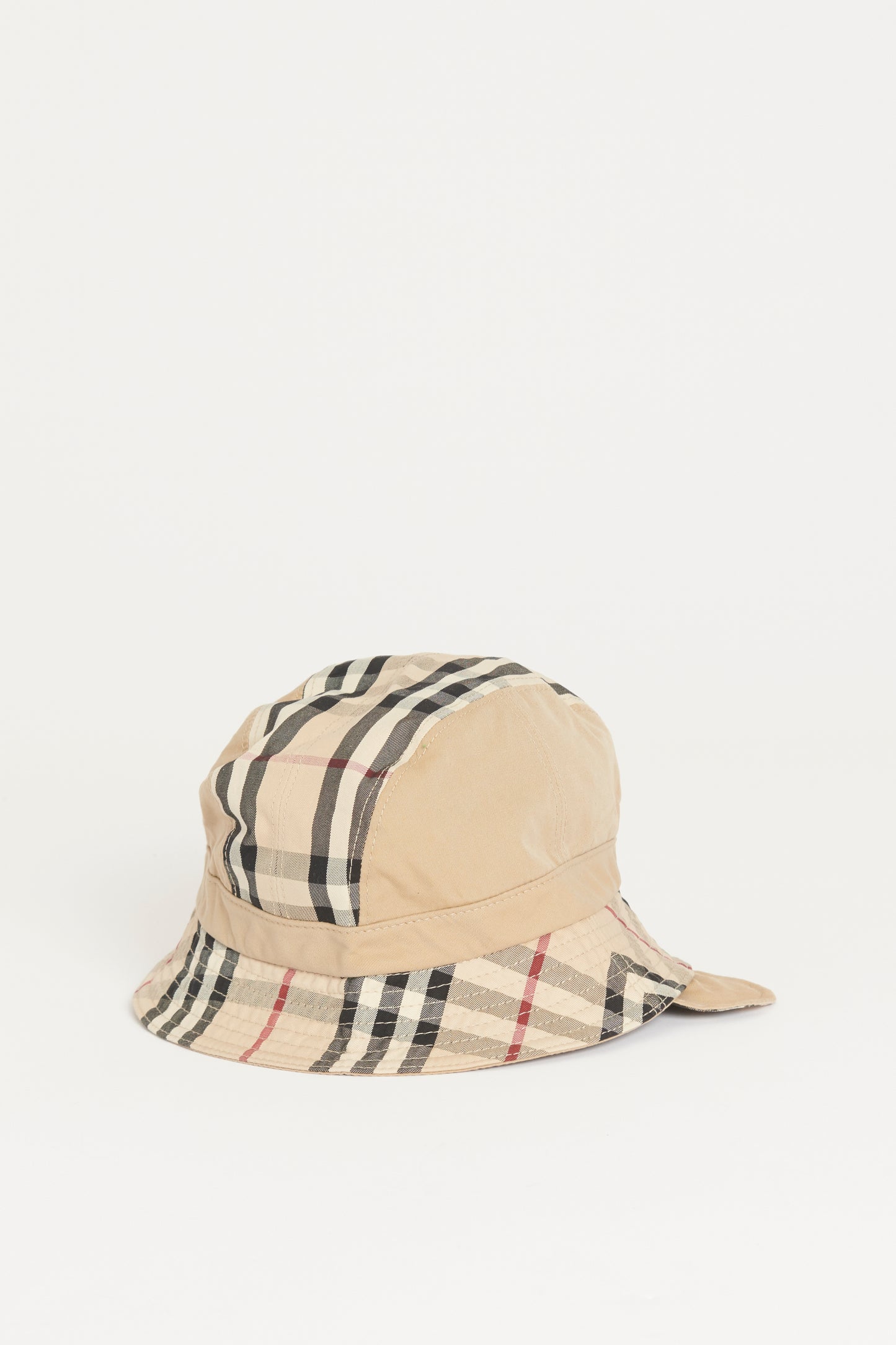 2018 Beige Preowned Bucket Hat With Nova Check Accents