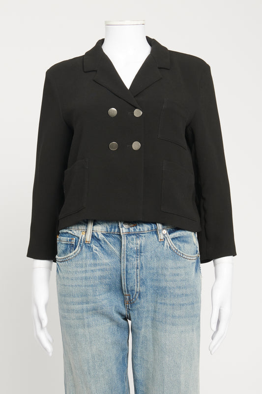 Black Preowned cropped Blazer With Ruthenium Buttons