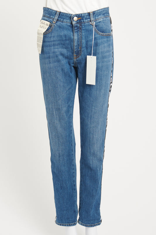 2019 Blue Preowned Stripe-Detailed Denim