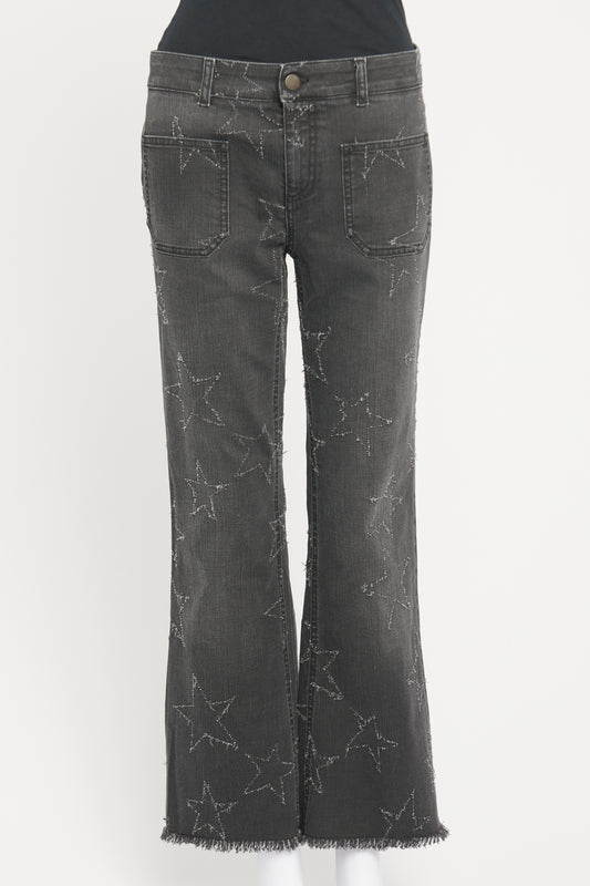Anthracite Preowned Flared Denim With Star Pattern