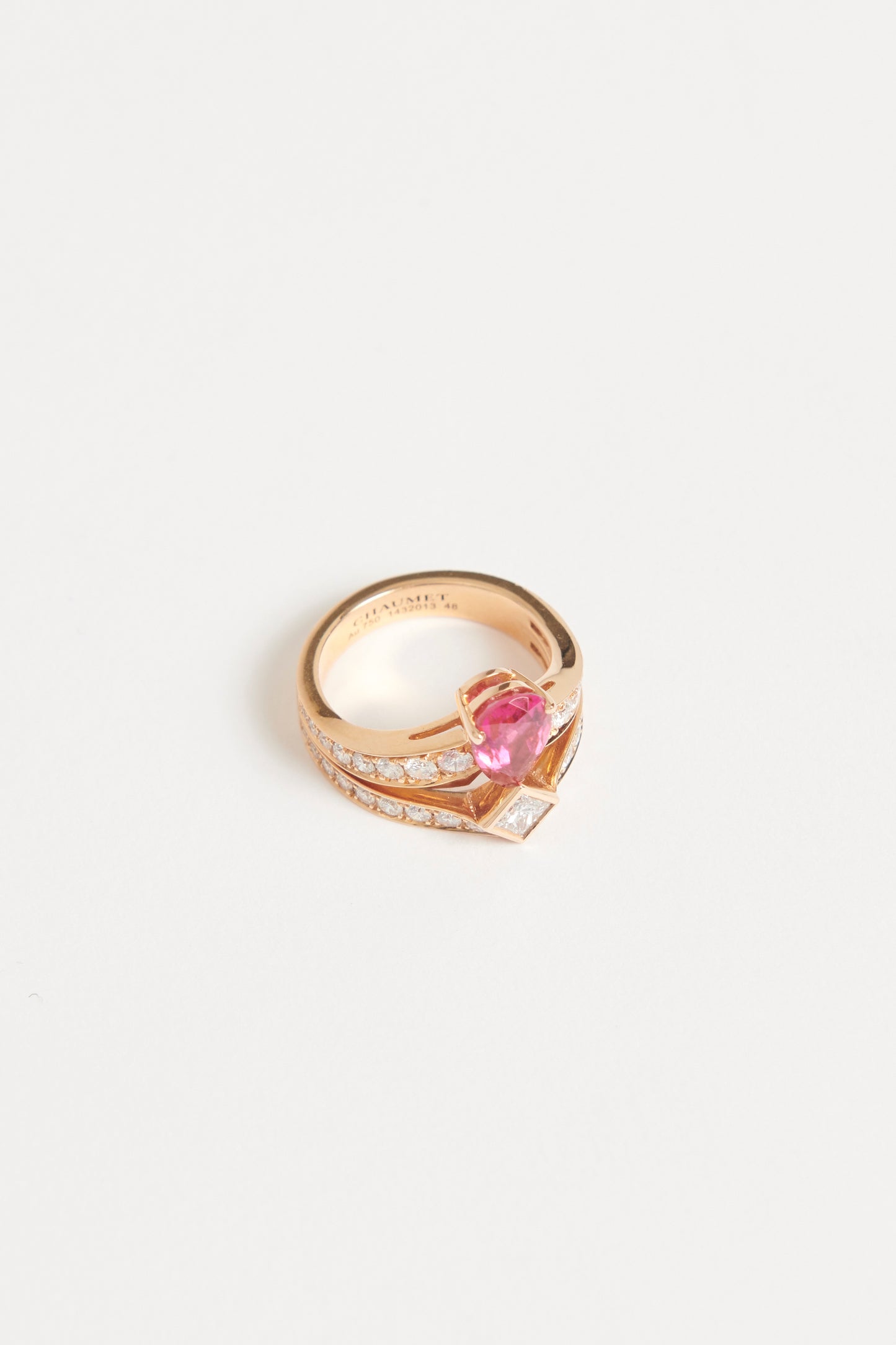 Pink 18K Rose Gold Joséphine Tiara Rubellite and Diamond Preowned Ring