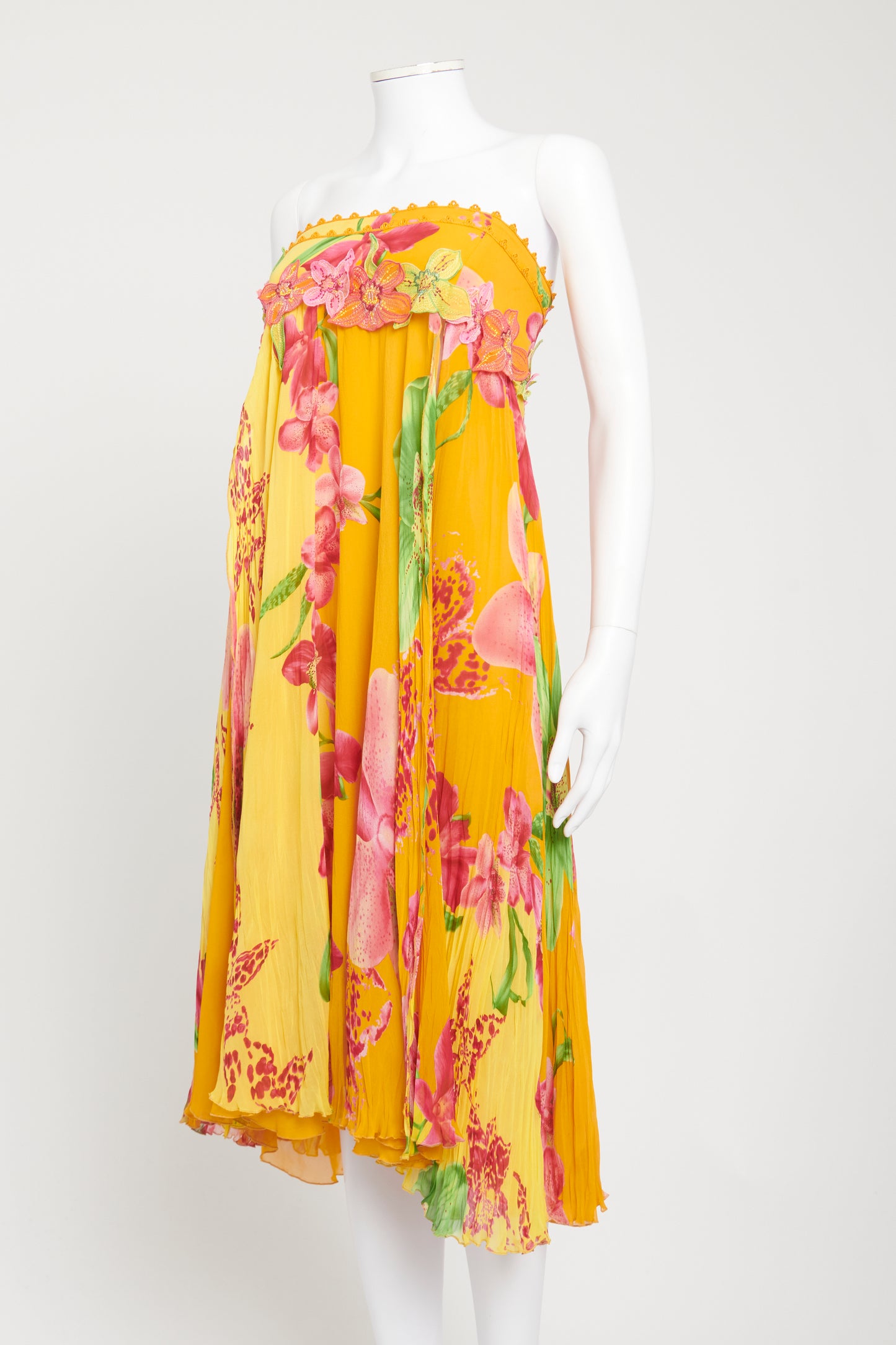 Yellow/Orange Silk Preowned Maxi Dress