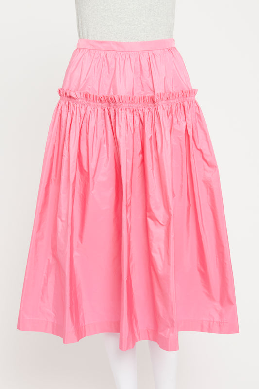 Pink Layered Pleated Preowned Midi Skirt