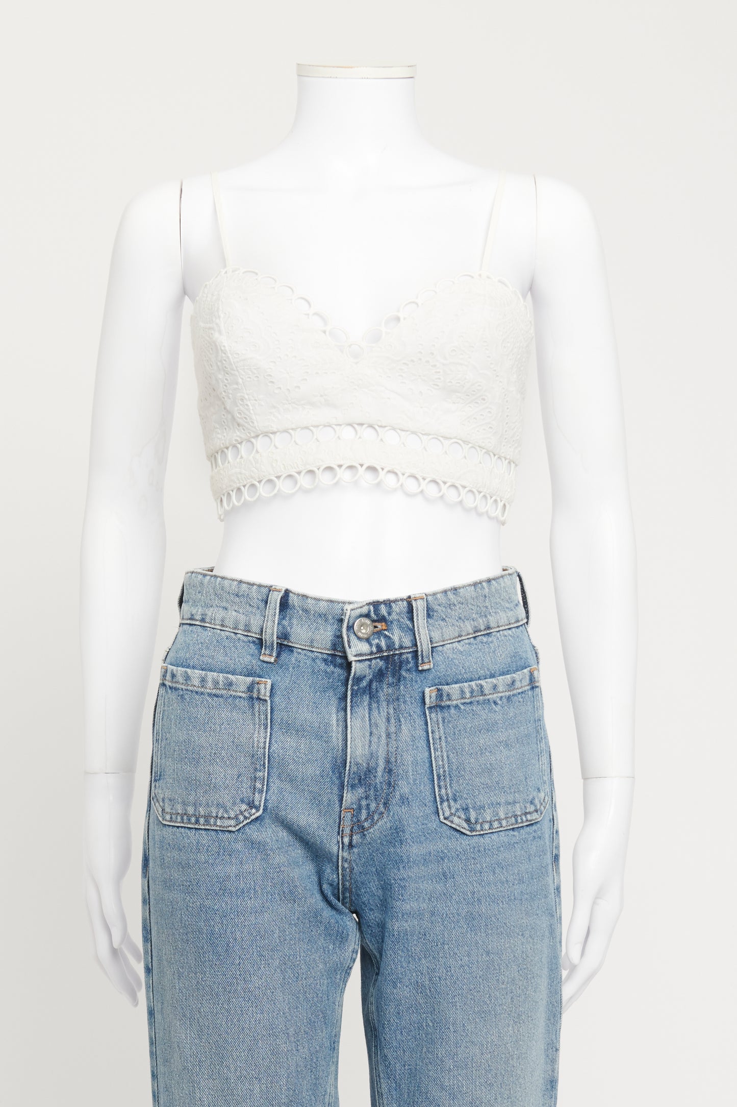 Ivory Preowned Broderie Anglaise Crop Top