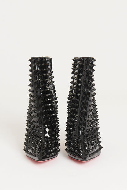 Black Patent Preowned Snakilta Studded Ankle Boots