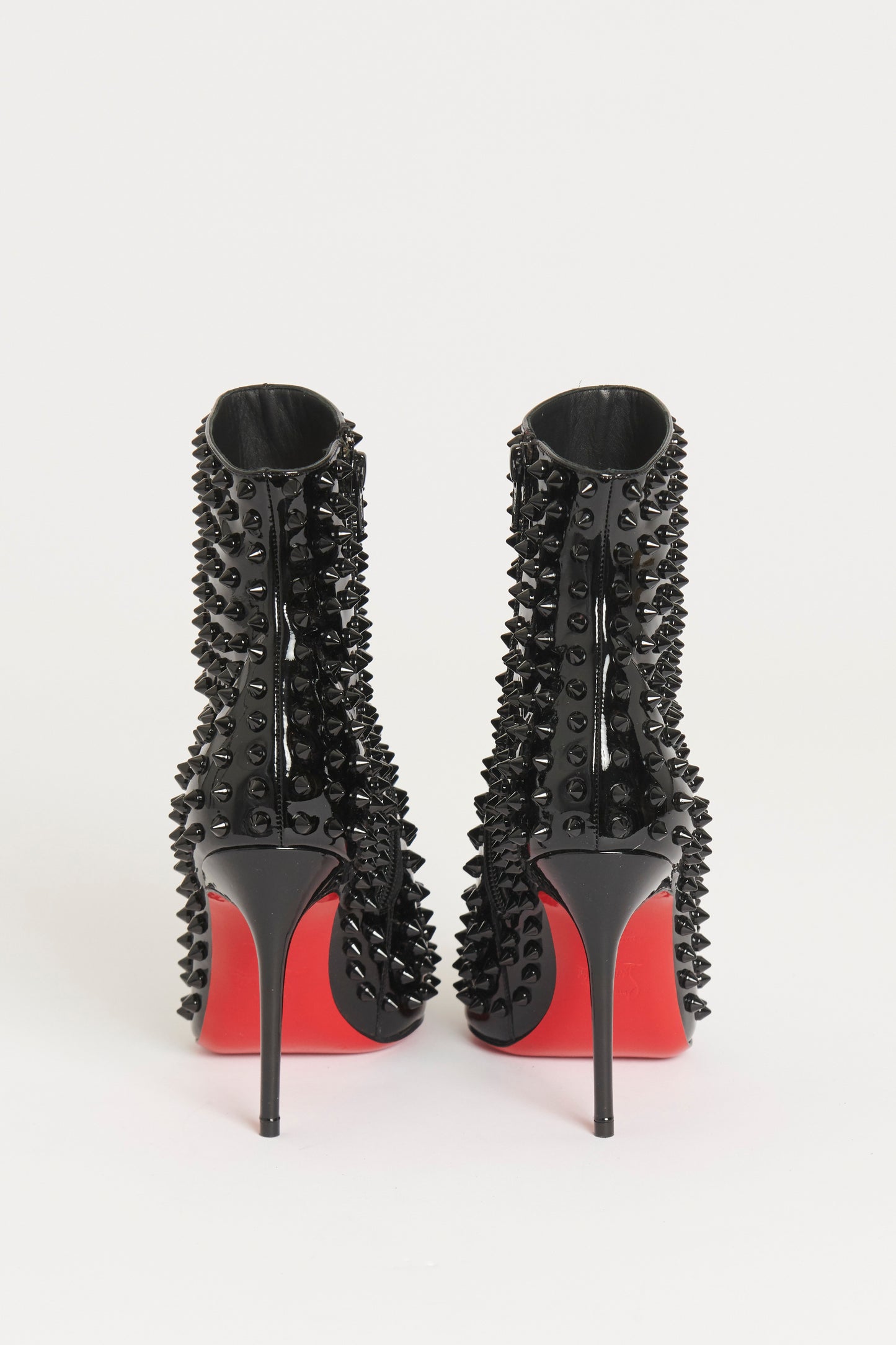 Black Patent Preowned Snakilta Studded Ankle Boots