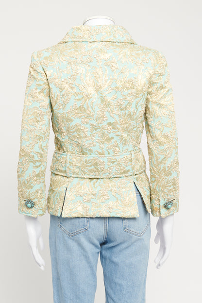Gold/Turquoise Silk Baroque Pattern Jacket