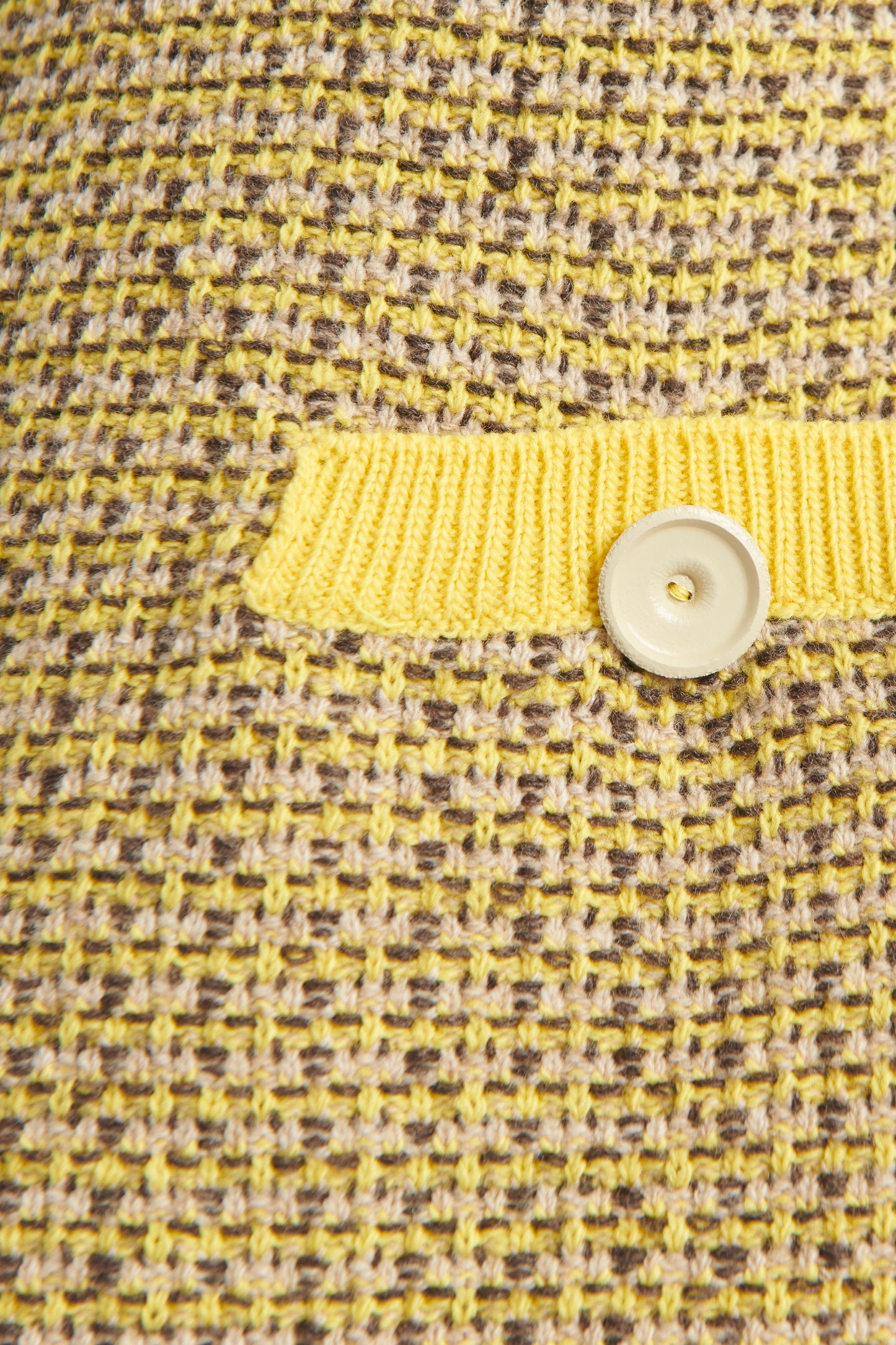 Yellow Patterned Wool Preowned Sleeveless Cardigan