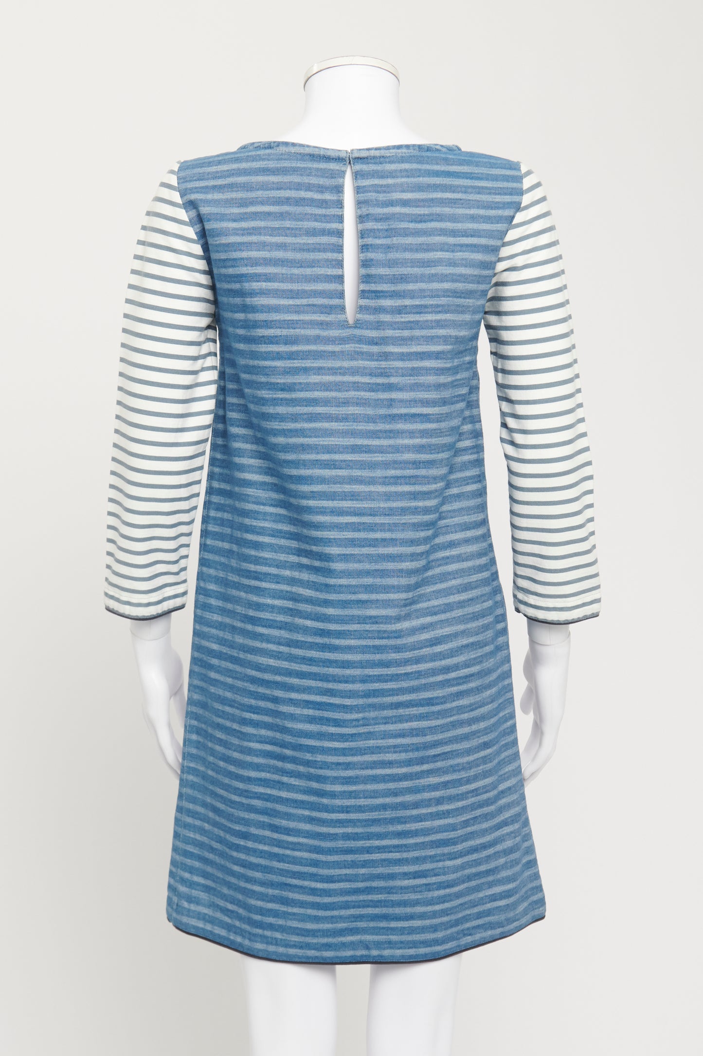 Blue Denim Striped Preowned Shift Dress