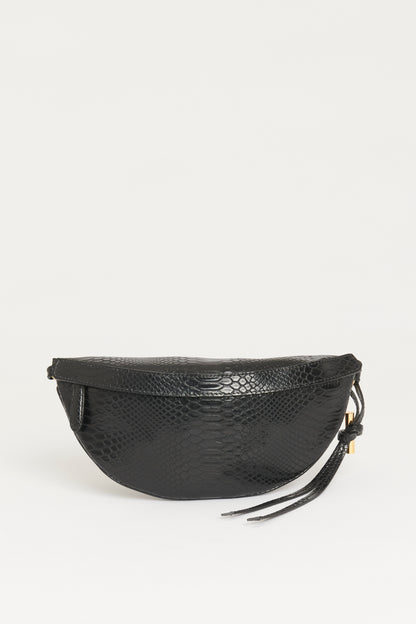 Black Snake Embossed Faux Leather Preowned Ella Belt Bag