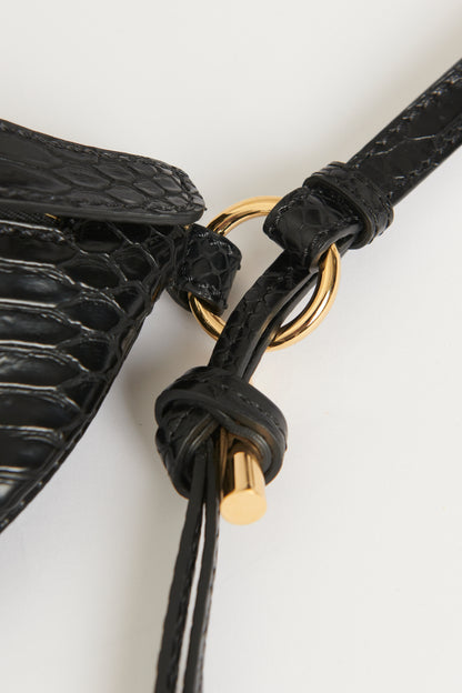 Black Snake Embossed Faux Leather Preowned Ella Belt Bag