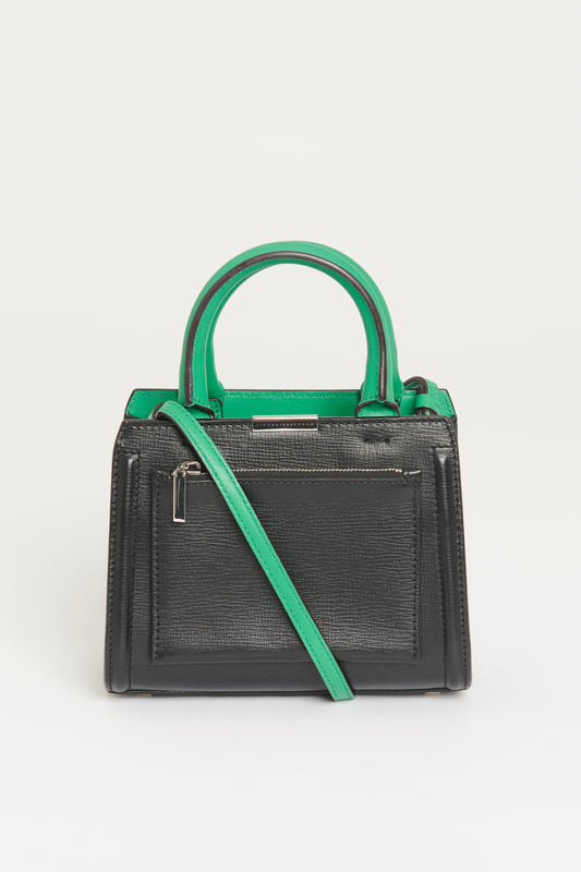 Black/Green Leather Preowned Mini City Victoria Handbag