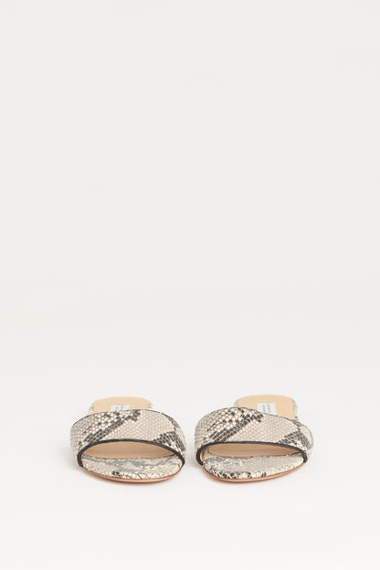 Ivory Python Preowned Flat Sandals