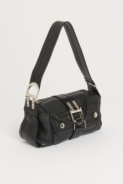 Black Leather Multipocket Preowned 'Remove Before Flight' Shoulder Bag