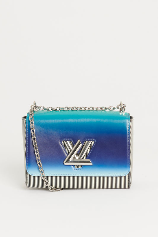2019 Gradient Blue/Green And Striped Leather Preowned Twist MM Flap Bag