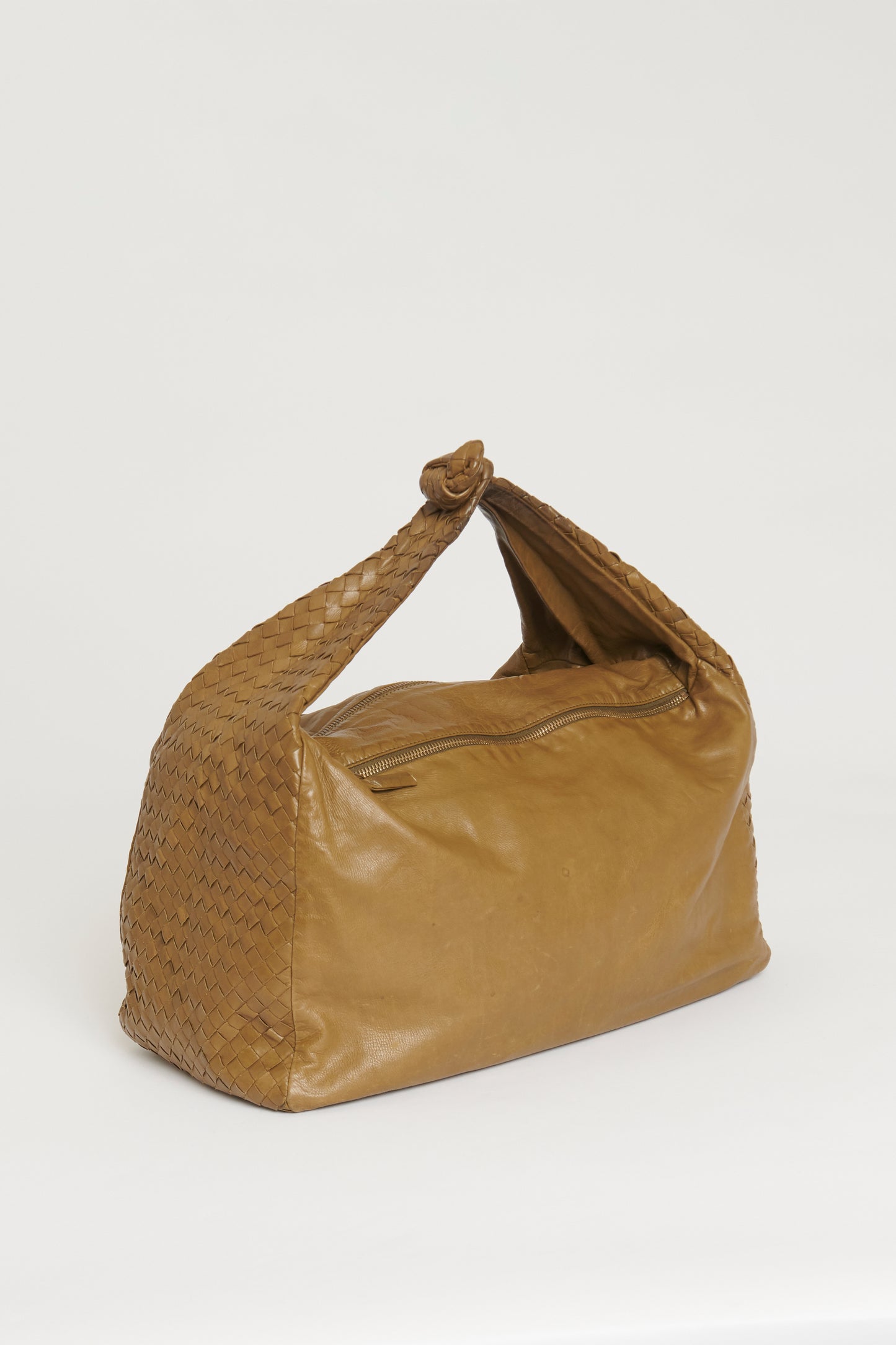 Olive Nappa Intrecciato Large Knot Preowned Hobo Bag