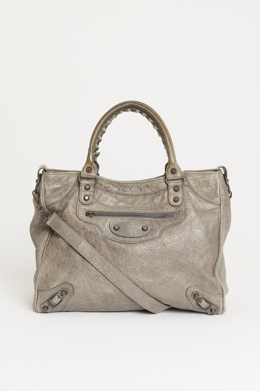 Grey Leather Classic Hardware Velo Preowned Bag