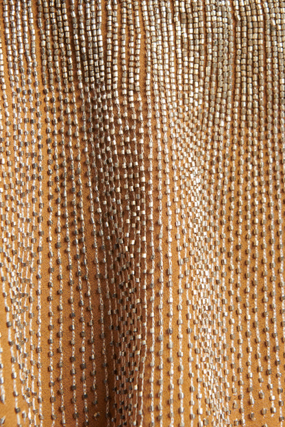 2006 Caramel Silk Beaded One Shoulder Preowned Dress