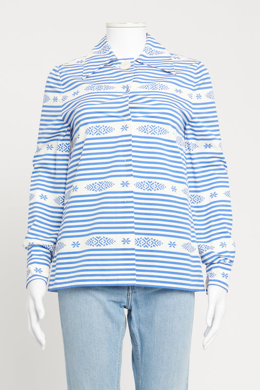 2015 Blue and White Striped Pattern Preowned Shirt
