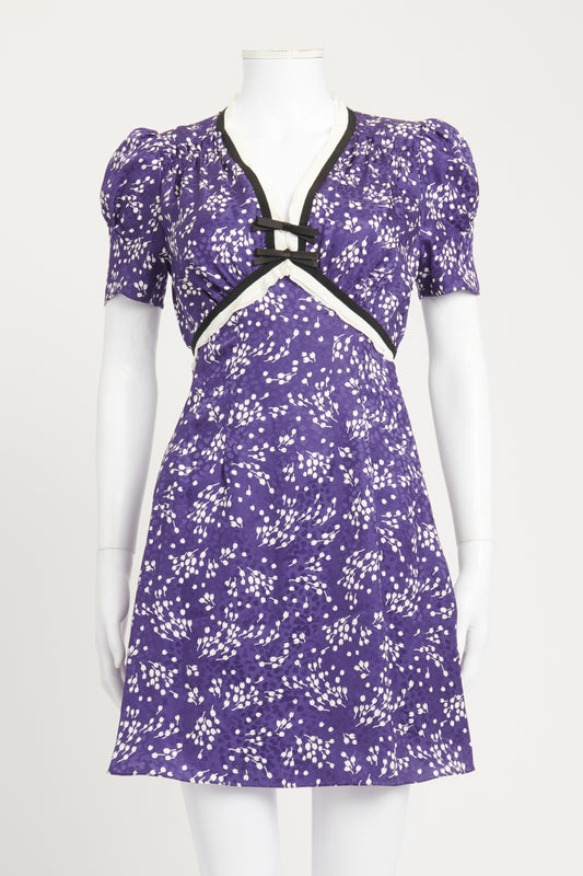 2019 Purple Satin Tulip Preowned Mini Dress