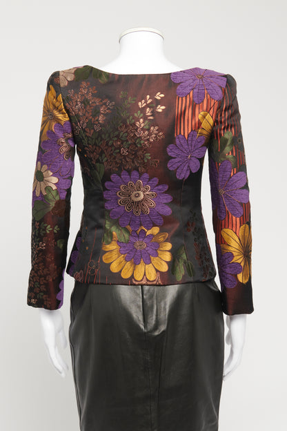 2004 Floral Satin Bead Embellished Preowned Jacket