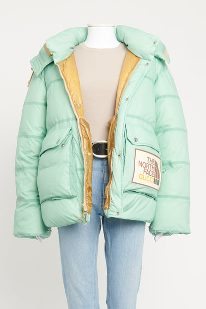 FA 2021 Gucci x The North Face Turqouise Preowned Puffer Jacket