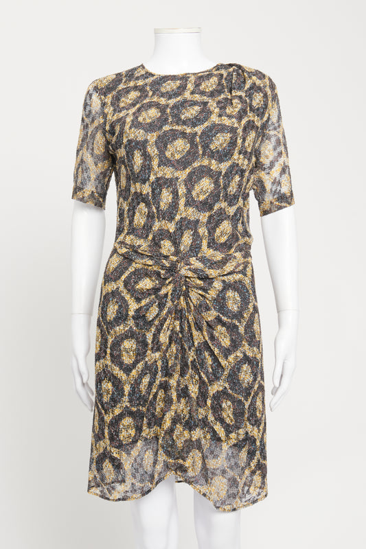 Twist Front Abstract Print Preowned Mini Dress