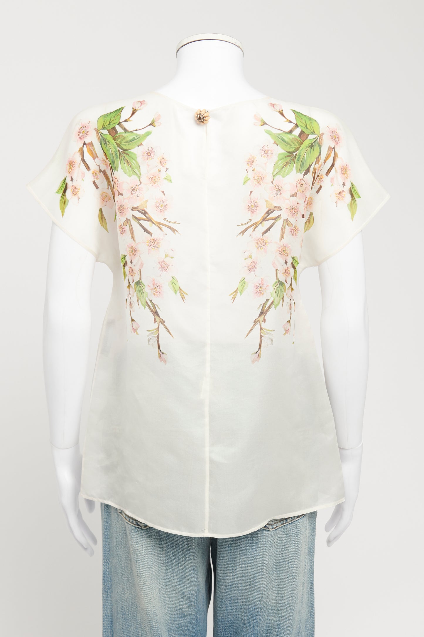 Floral Printed Mesh Preowned Top