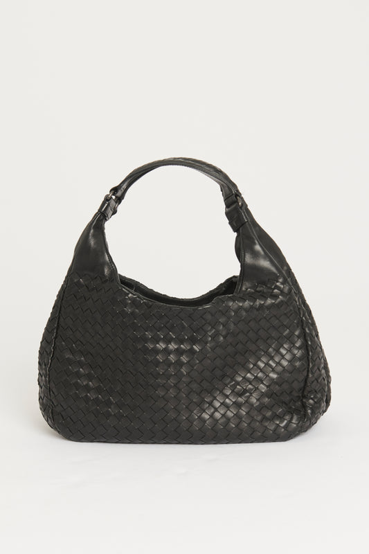 Black Leather Preowned Hobo Shoulder Bag