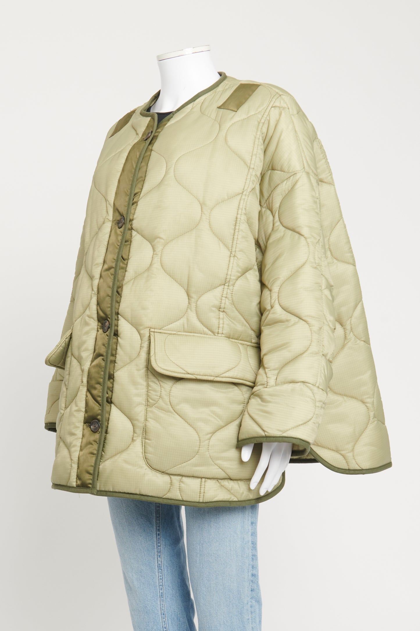 Khaki Quilted Padded Ripstop Preowned Jacket